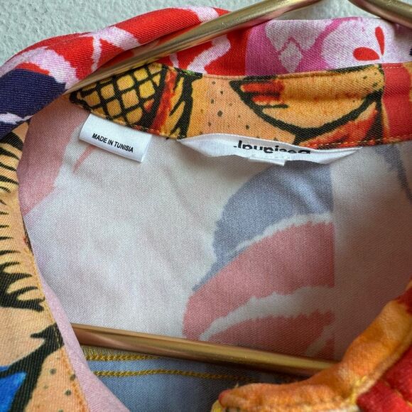 Desigual Maximalist Botanical Floral Bloom Mini Dress Short Sleeve Size Large - Picture 6 of 10